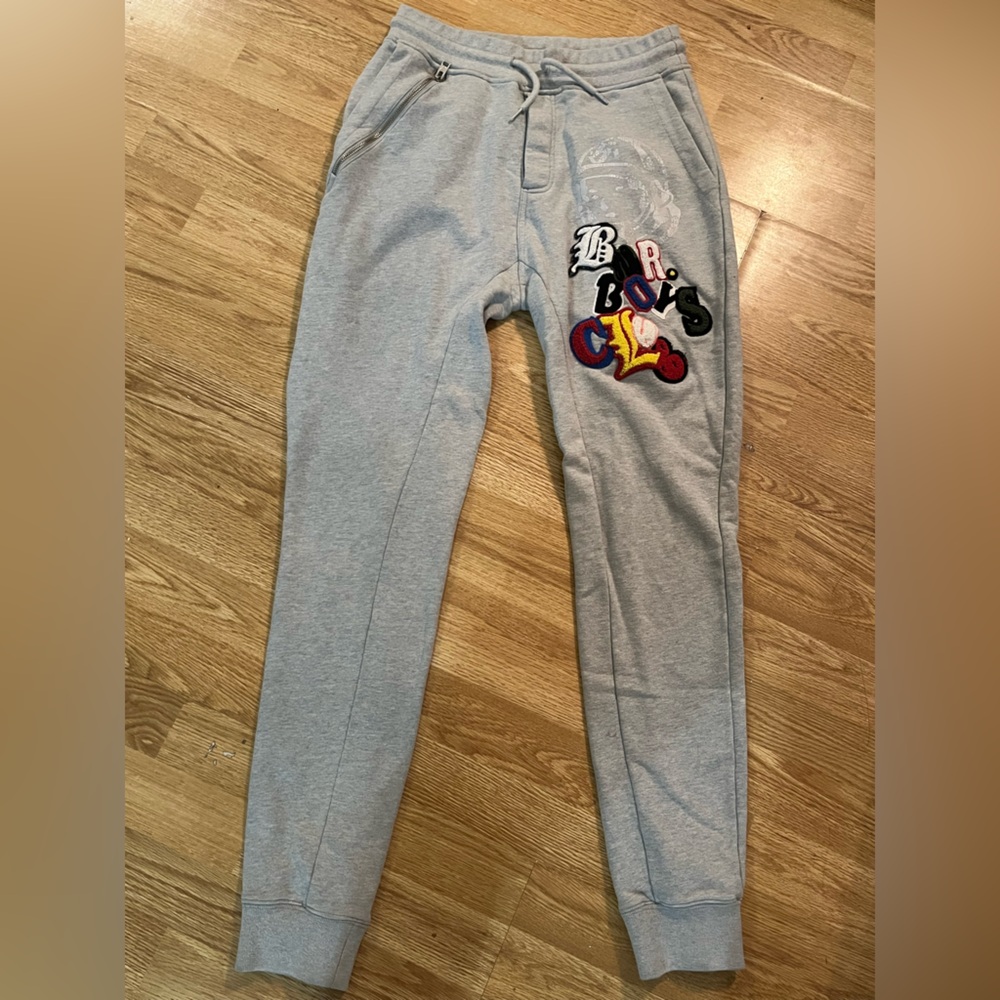 Billionaire boy’s club helmet spell out sweatpants size S gray